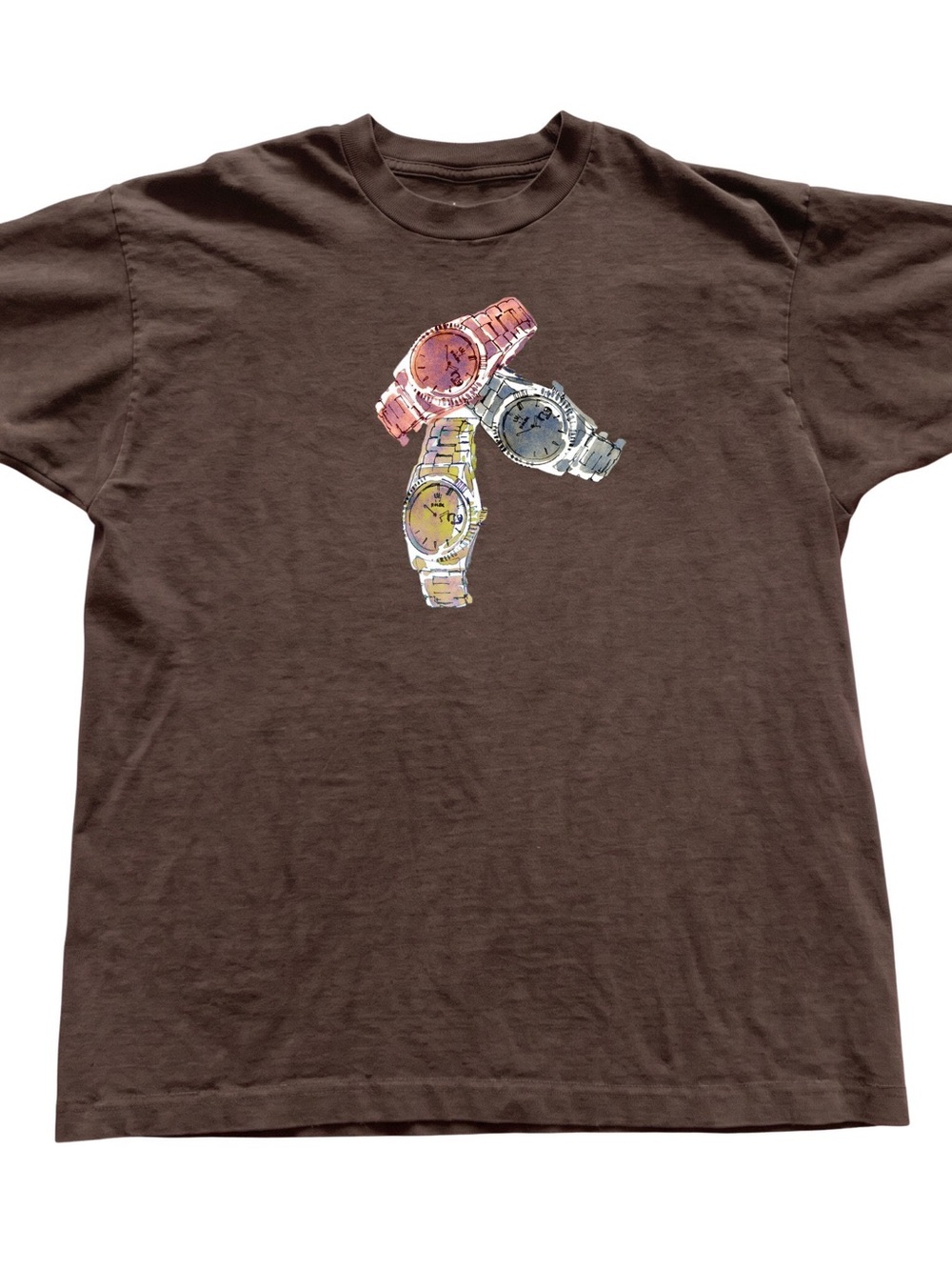 Gildan Men's Brown Graphic T‑Shirt with Watch Print